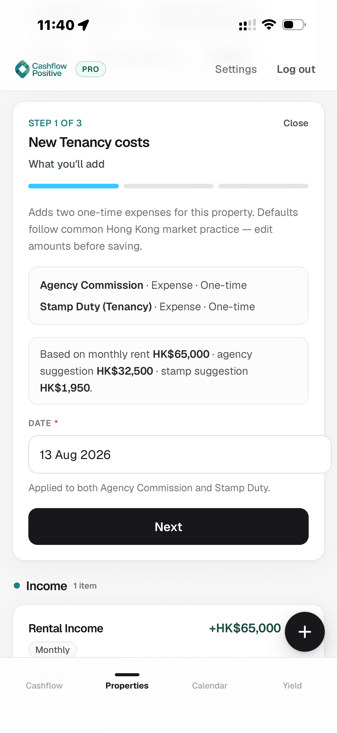 New Tenancy costs with Agency Commission and Stamp Duty